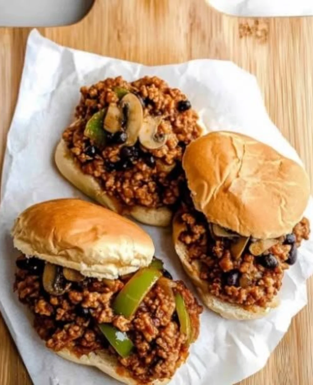 Healthy Sloppy Joes served on a plate with fresh ingredients