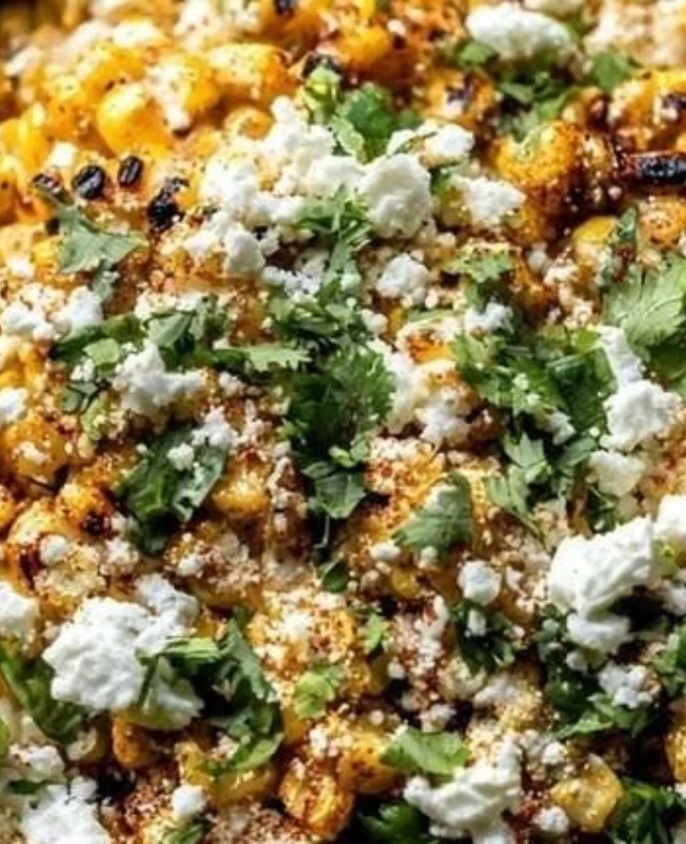 Delicious Mexican street corn served off the cob with spices and toppings.