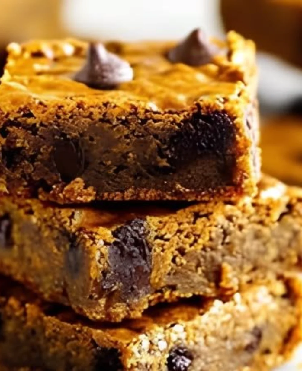 Delicious Pumpkin Chocolate Chip Blondies fresh out of the oven