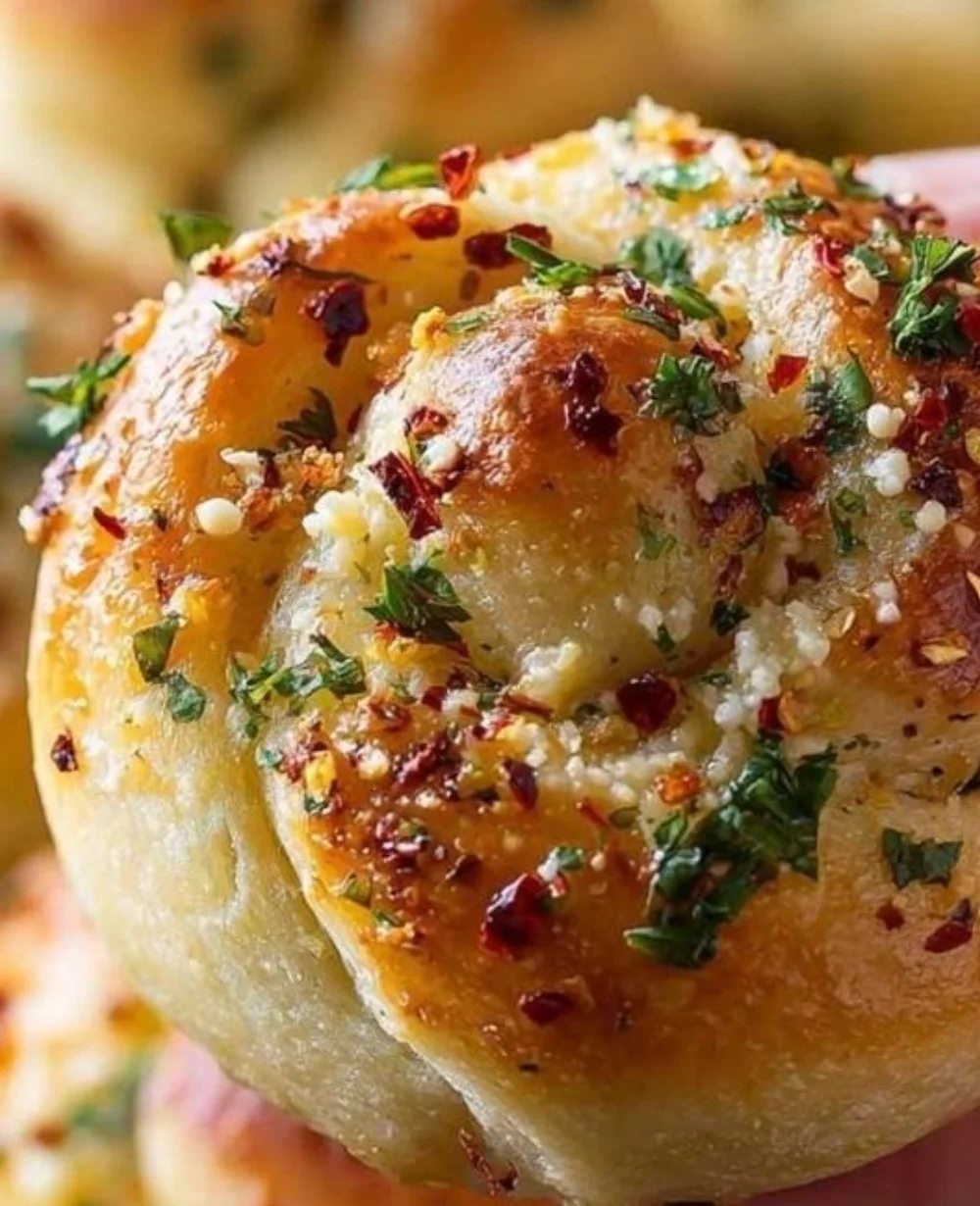 Plate of rich gluten free garlic knots with melted butter and parsley