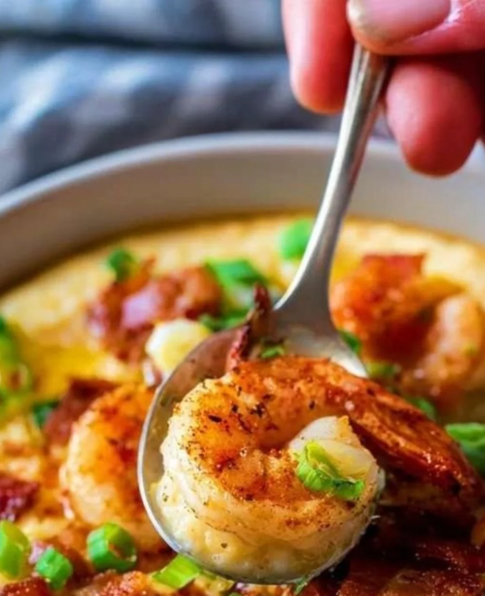 Easy shrimp and grits recipe with shrimp, creamy grits, and spices