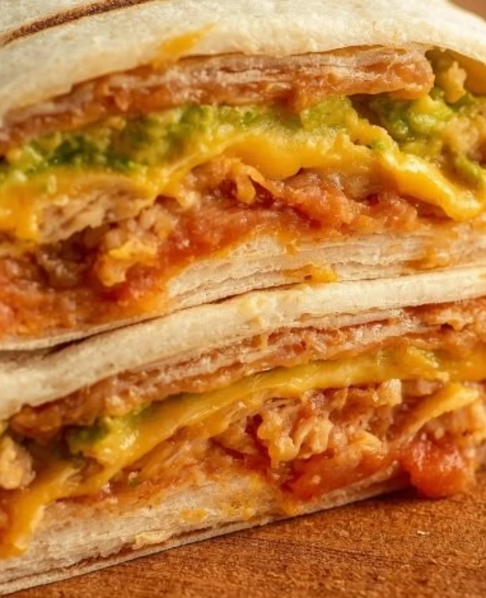 Delicious Sunrise Scramble Burrito filled with beans and eggs for a perfect breakfast.