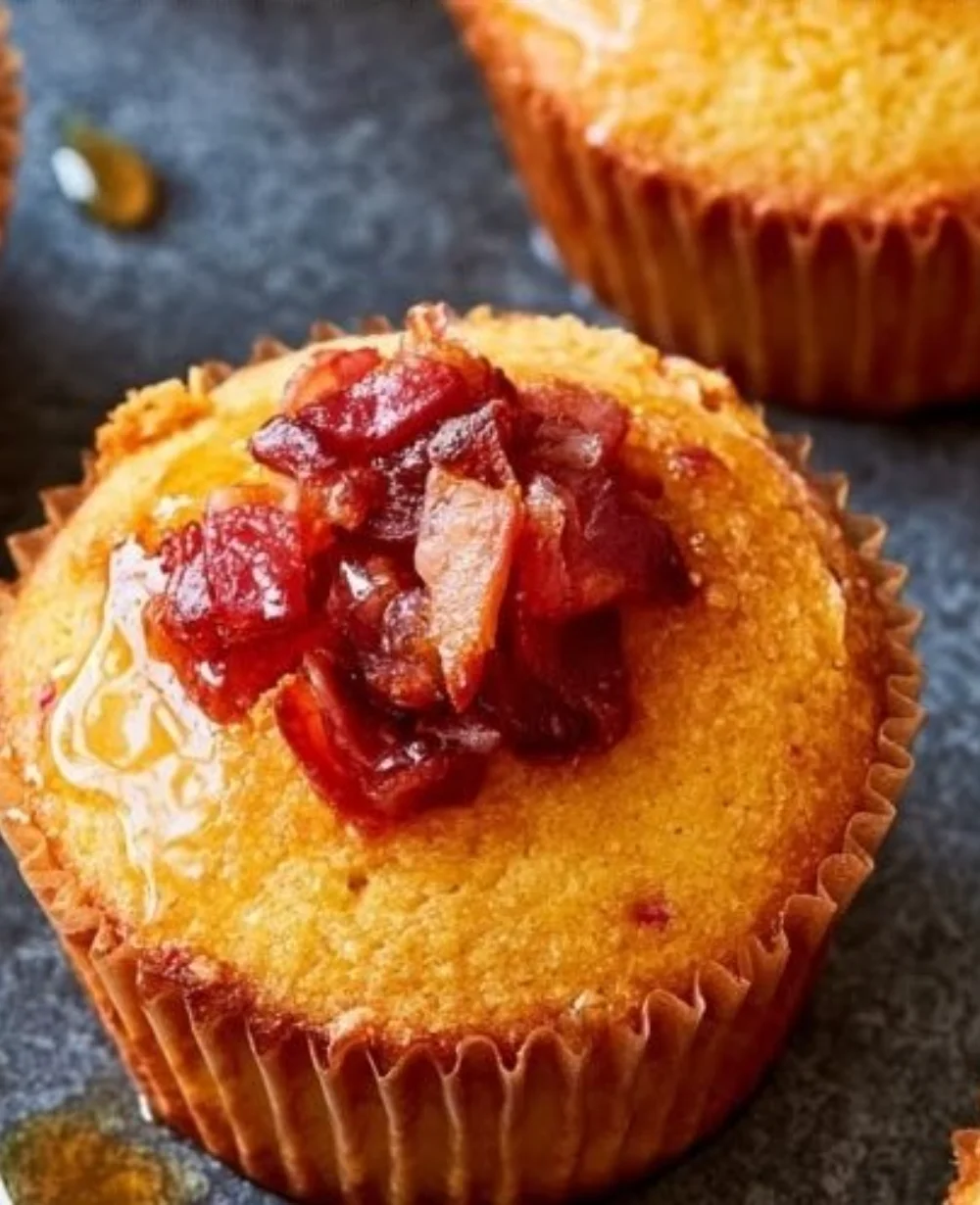 Delicious sweet and savory maple cornbread muffins displayed on a table