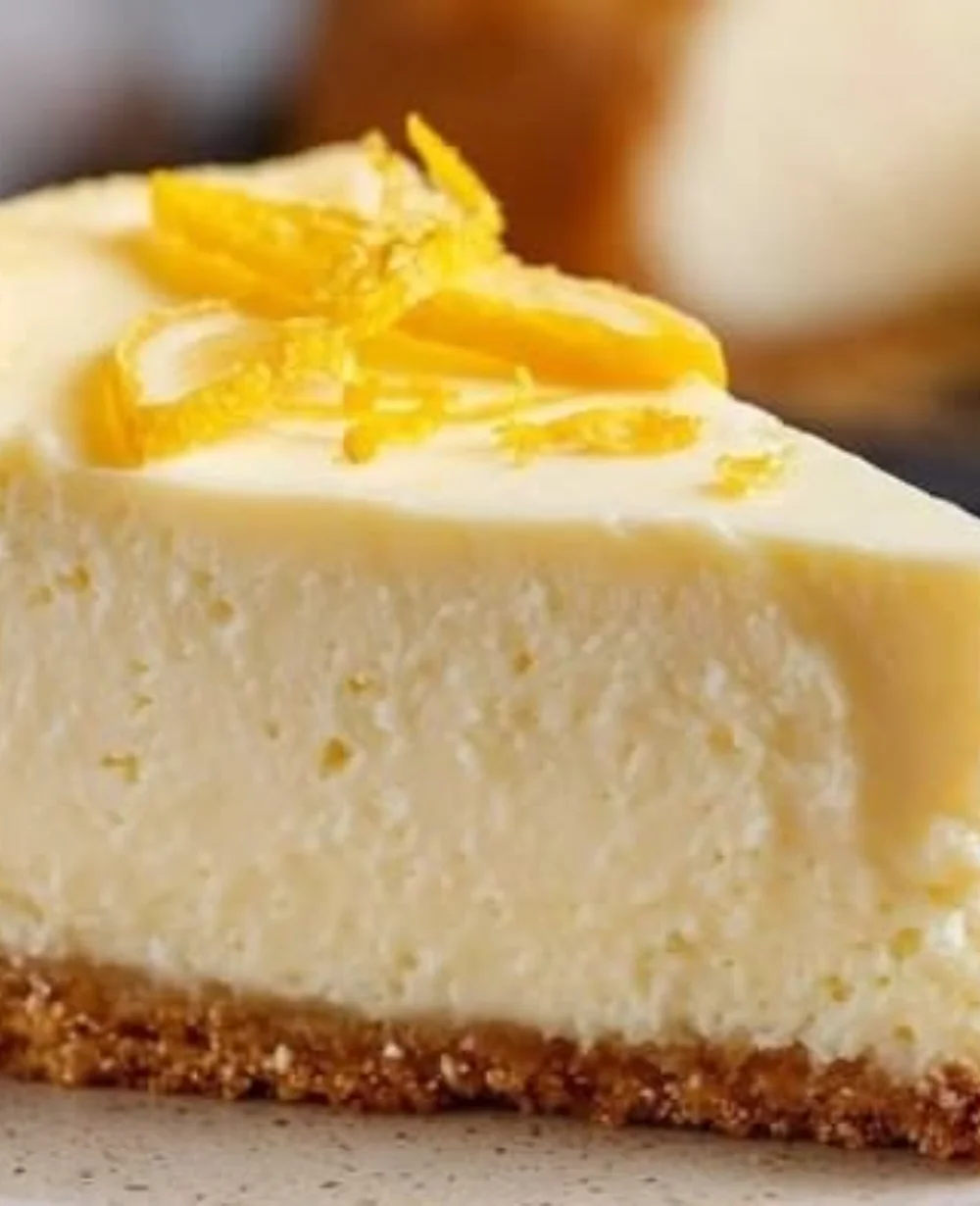 Delicious Keto Lemon Cheesecake topped with fresh lemon slices and mint leaves
